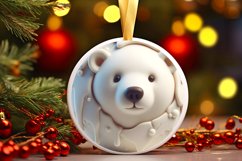 3D Polar Bear Round Ornament Sublimation PNG Product Image 3