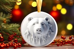 3D Polar Bear Round Ornament Sublimation PNG Product Image 3
