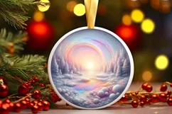 Round Winter Scene Ornament Sublimation PNG Product Image 2