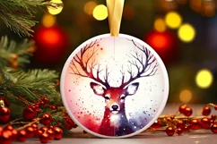 Round Christmas Ornament with Reindeer PNG Product Image 2