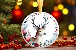 Round Christmas Ornament with Reindeer PNG Product Image 2