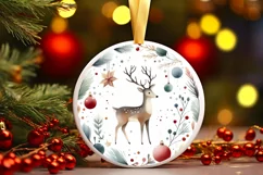 Round Christmas Ornament with Reindeer PNG Product Image 3