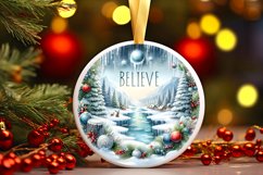 Santa Winter Scene Round Ornament Sublimation PNG Product Image 1