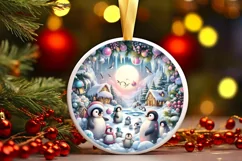 Colorful Winter Scene with Penguins Image PNG Product Image 3