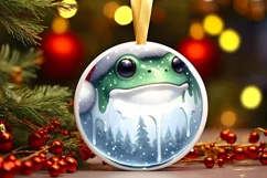 3D Winter Frog Portrait with Santa Hat PNG Product Image 3