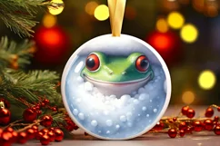 3D Winter Frog Portrait with Santa Hat PNG Product Image 2
