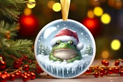 Watercolor Frog Portrait Winter Scene Product Image 3