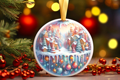 Round Christmass Ornament Sublimation|Clipart Product Image 1