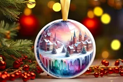 Colorful Winter Scene Merry Christmas Sublimation PNG Product Image 1