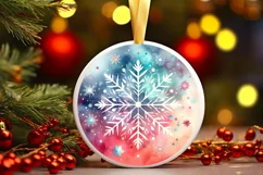 Colorful Pastel Watercolor Christmas Image with Snowflake Product Image 1