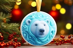 Round 3D Like Polar Bear with Melting Edges PNG Product Image 1