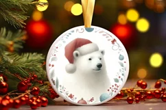 Round Christmas Ornament with Polar Bear PNG Product Image 2