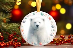 Round Christmas Ornament with Polar Bear PNG Product Image 3