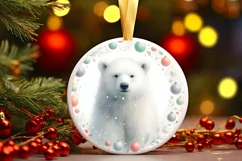 Round Christmas Ornament with Polar Bear PNG Product Image 3