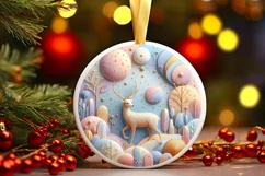 Round Christmas Ornament Sublimation|Clipart Product Image 3