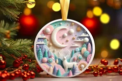 Round Christmas Ornament Sublimation|Clipart Product Image 3
