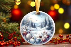 Round Christmass Ornament Sublimation|Clipart Product Image 1