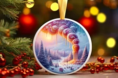 Pastell Winter Scene Ornament PNG Product Image 3