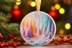 Pastell Winter Scene Ornament PNG Product Image 3