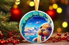 Round Ice Walrus Sublimation PNG Product Image 1
