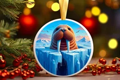 Round Ice Walrus Sublimation PNG Product Image 3