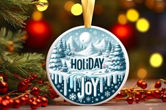 Holiday Joy Round Ornament Sublimation PNG Product Image 1