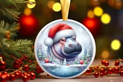 Round Hippo Portrait Sublimation PNG Product Image 2