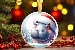 Round Hippo Portrait Sublimation PNG Product Image 3