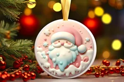 Santa Round Ornament Sublimation PNG Product Image 3