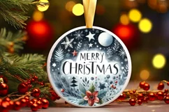 Winter Scene Round Ornament Sublimation PNG Product Image 1