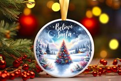 Believe in Santa Round Ornament Sublimation PNG Product Image 3