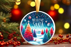 Believe in Santa Round Ornament Sublimation PNG Product Image 1