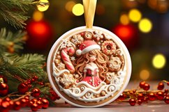 Santa's Girl Round Ornament Sublimation PNG Product Image 1
