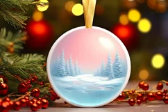 Pastell Winter Scene Ornament PNG Product Image 3