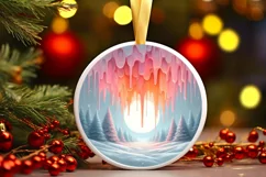 Winter Scene Pastel Candy Round Sublimation PNG Product Image 3