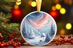 Winter Scene Pastel Candy Round Sublimation PNG Product Image 1