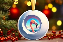 Snow Made Wall Flamingo Smiling Round Ornament Sublimation Product Image 3