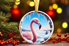 Snow Made Wall Flamingo Smiling Round Ornament Sublimation Product Image 1
