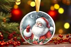 Santa Round Ornament Sublimation PNG Product Image 3