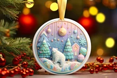 Round Christmas Ornament Sublimation|Clipart Product Image 1