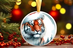 Watercolor Tiger Portrait Winter Scene Product Image 3