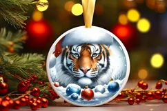 Watercolor Tiger Portrait Winter Scene Product Image 1