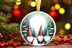 Colorful Watercolor Gnomes Round Ornament Product Image 1