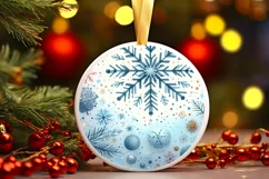 Colorful Snowflake Christmas Ornament Sublimation PNG Product Image 3