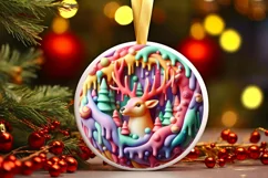 Round Christmas Ornament with Deer Melting Edges PNG Product Image 2