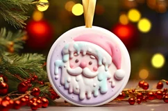3D Santa Round Ornament Sublimation PNG Product Image 3