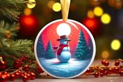 Cow Boy Christmas Scene Ornament PNG Product Image 3