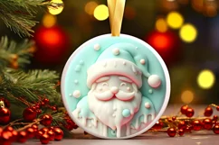 Santa with Melting Edges Round Ornament Sublimation PNG Product Image 1
