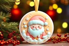 Pastel Polar Bear Melting Round Ornament Sublimation PNG Product Image 2