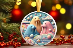 Round Christmas Ornament Sublimation|Clipart Product Image 3